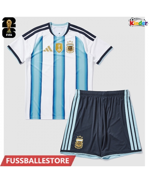 Günstige Argentinien Heimtrikotsatz Kinder WM 2026 Kurzarm (+ Kurze Hosen)